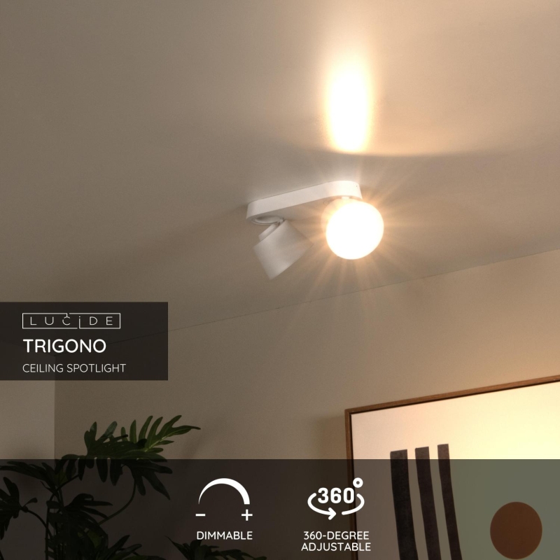 Lucide TRIGONO - Stropné bodové svietidlo - 2xGU10 - Biele